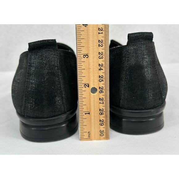 Sesto Meucci Italian Designer Black Shimmer Mini-Heel Slip On Loafers 7N - Picture 5 of 8